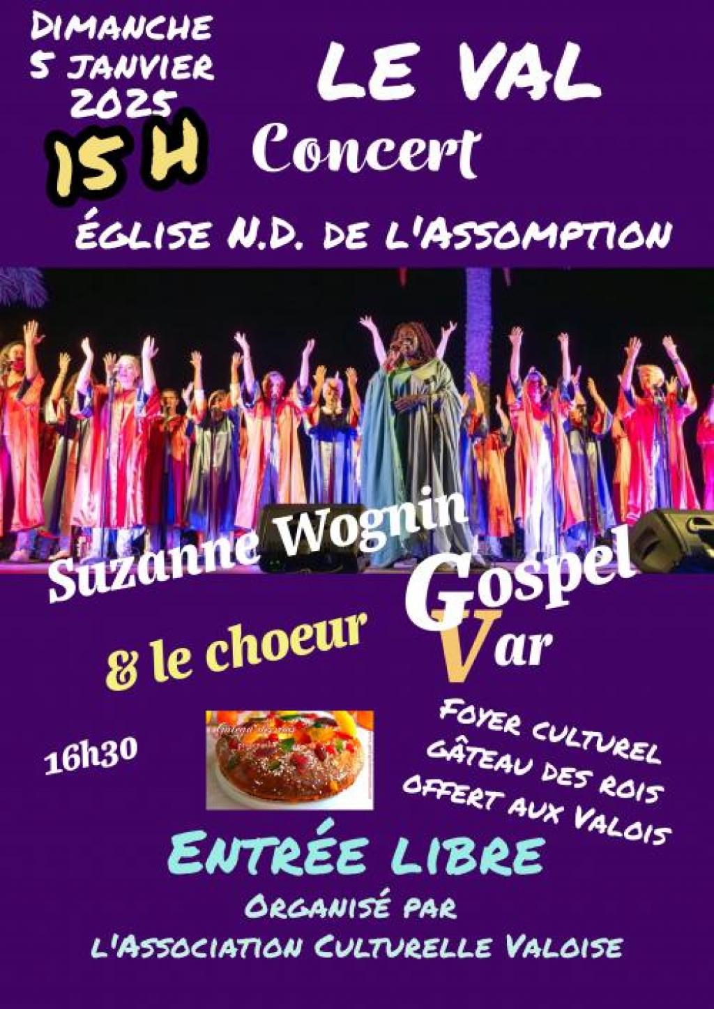 Concert du Nouvel An : Suzanne Wognin et le Choeur Gospel Var - Chorale à Le Val