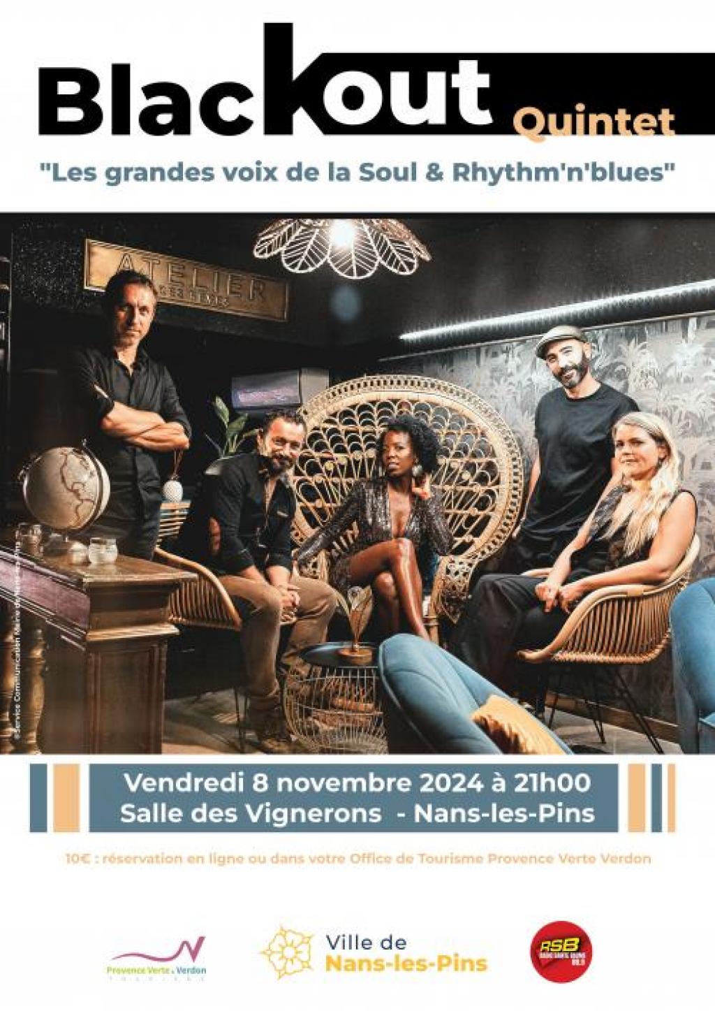 Concert : Blackout Quintet - Soul et Rhytm'n'blues à Nans