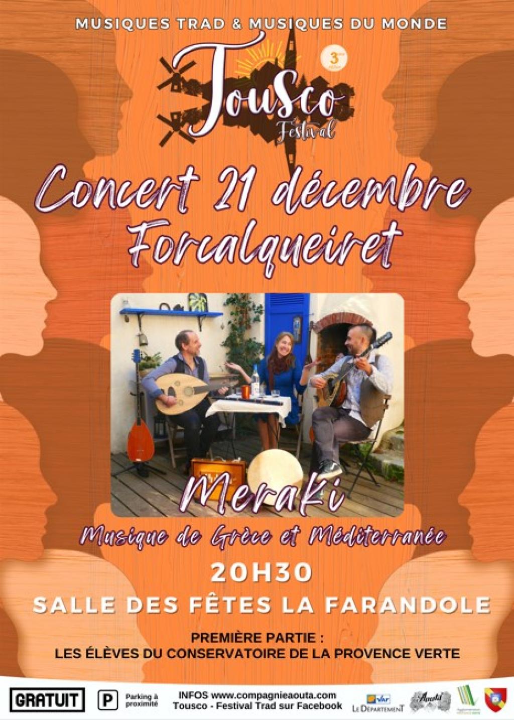 Concert : Meraki - musiques de Grèce et Méditerannée | Tousco Festival à Forcalqueiret