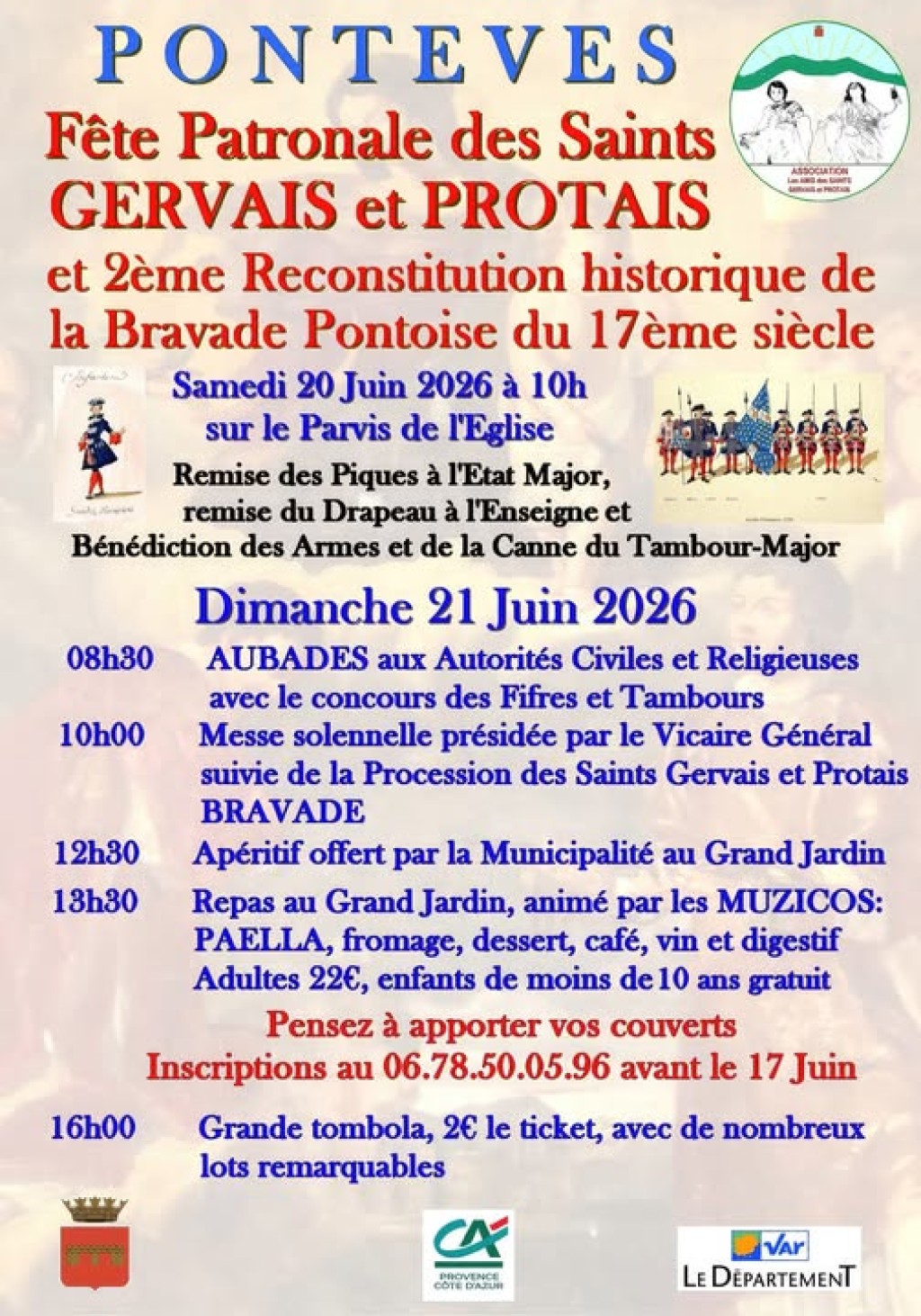 Fête patronale des Saints Gervais et Protais : bravades, repas, procession