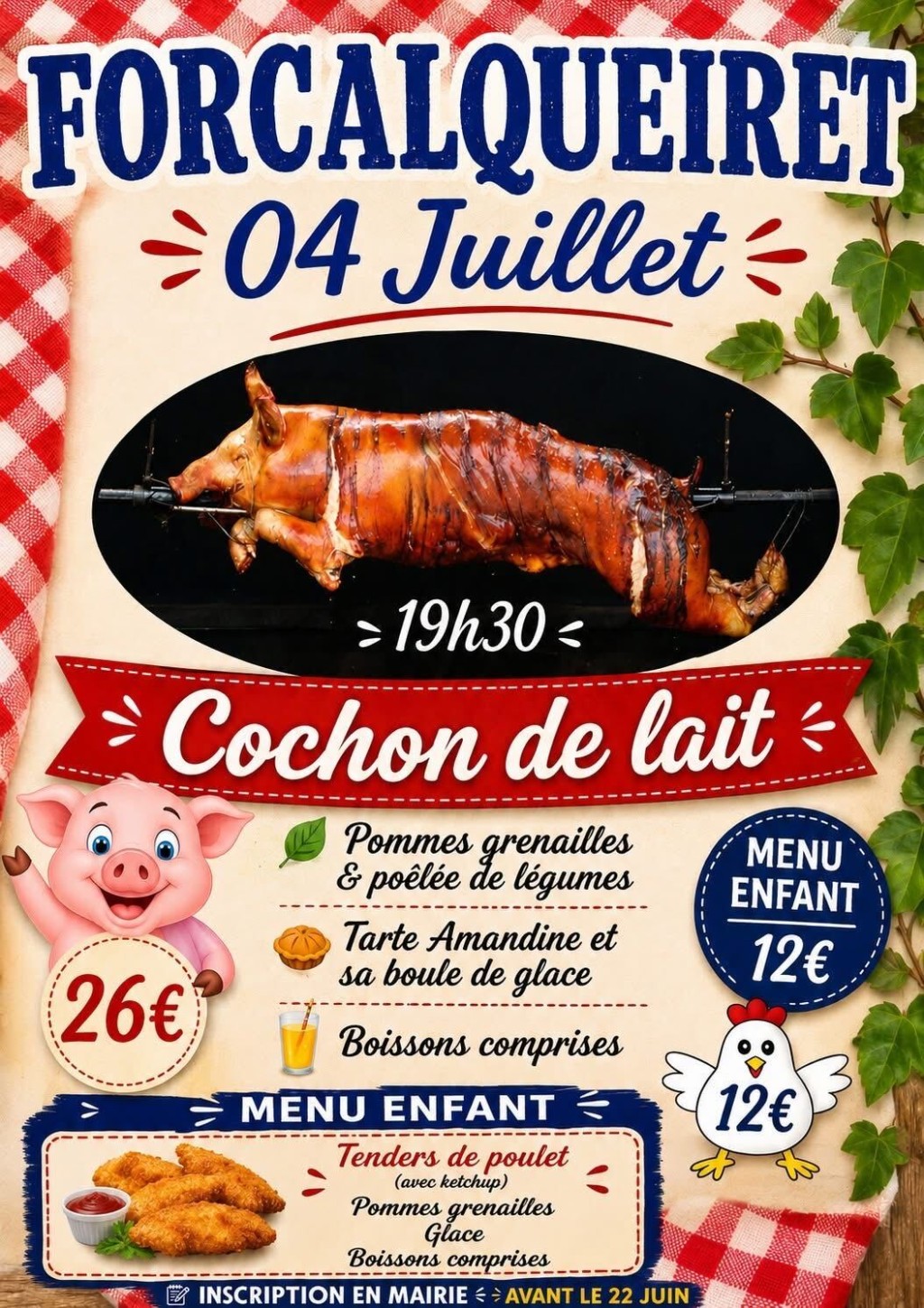 Repas : Cochon de lait | Fête de la Blaque